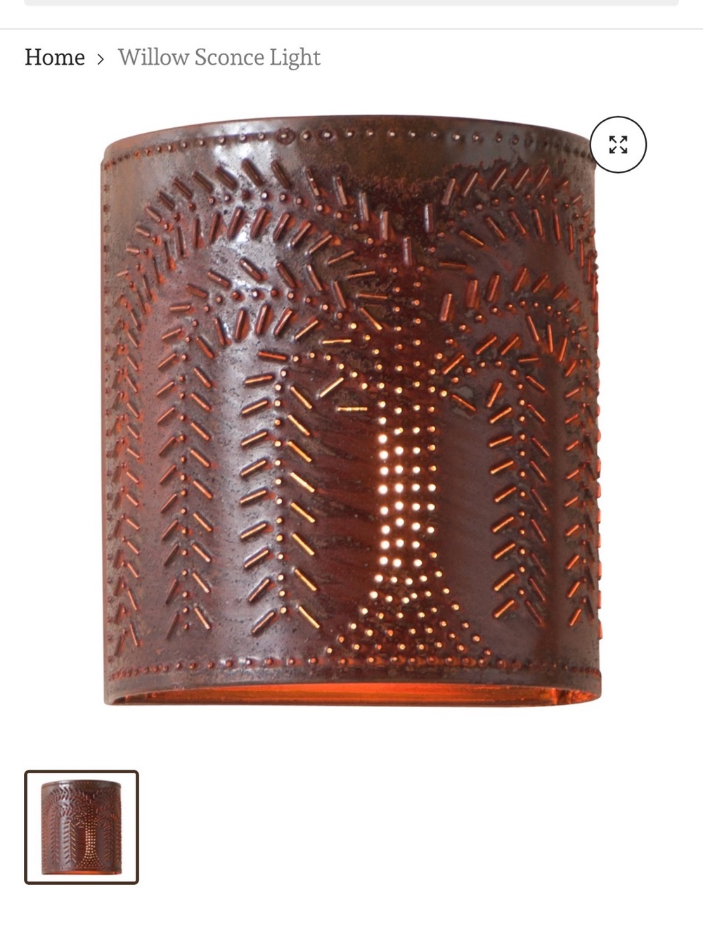 Irvin’s Tinware Handcrafted Rustic Brown Metal Wall Sconce - Decorative Sconce